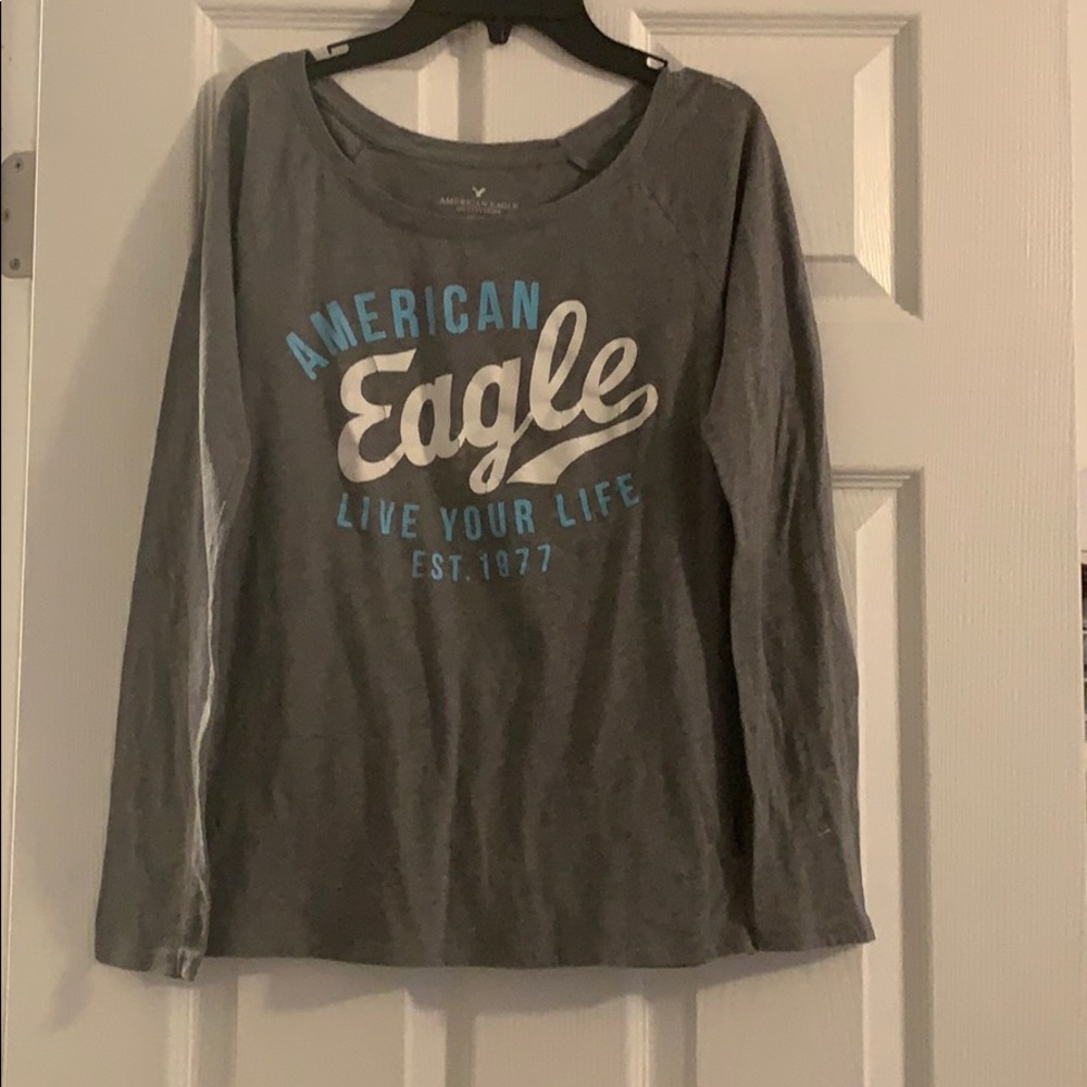 A grey long tee from aeo
